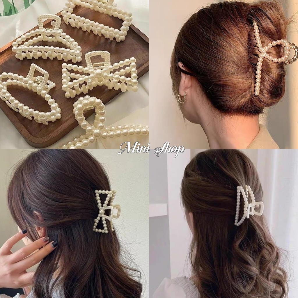 Mini shop พร้อมส่ง(VO-2)  กิ๊บมุกแฟชั่นสไตล์เกาหลี กิ๊บหนีบผมแฟชั่นยอดฮิตส น่ารัก เรียบหรู ประดับมุกเทียม สีขาวมุก
