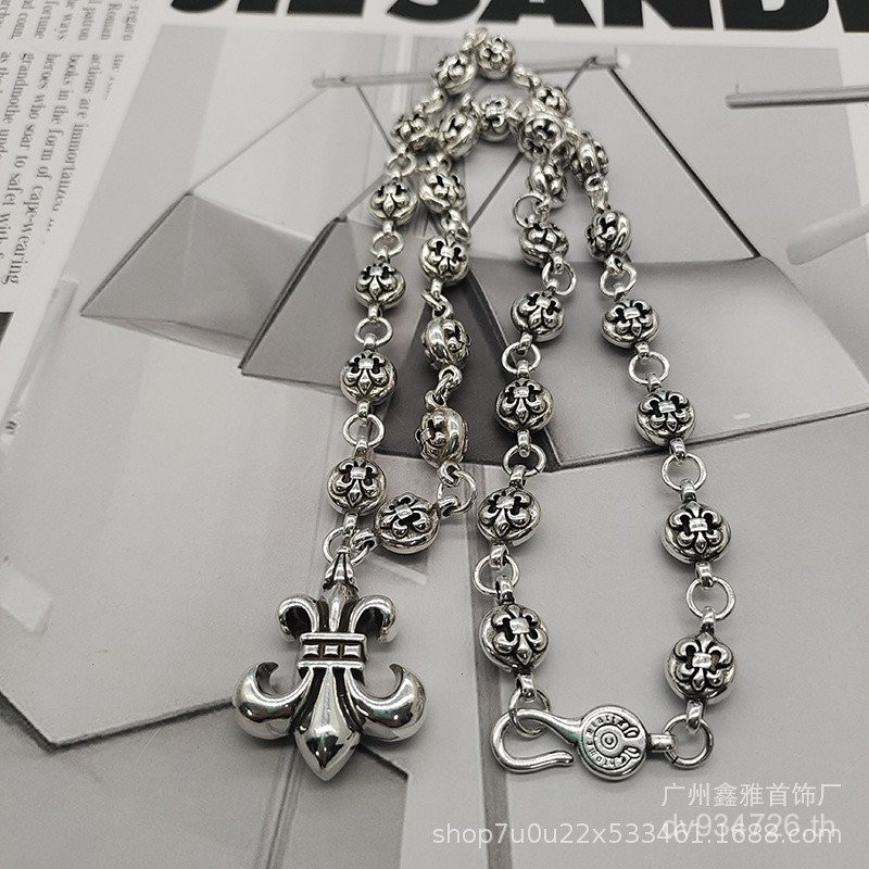 Ch Crow สไตล์ใหม่ Retro Scout ดอกไม้โซ่แบบบูรณาการแฟชั่น All-Match Unisex Influencer สร้อยคอขายร้อน 