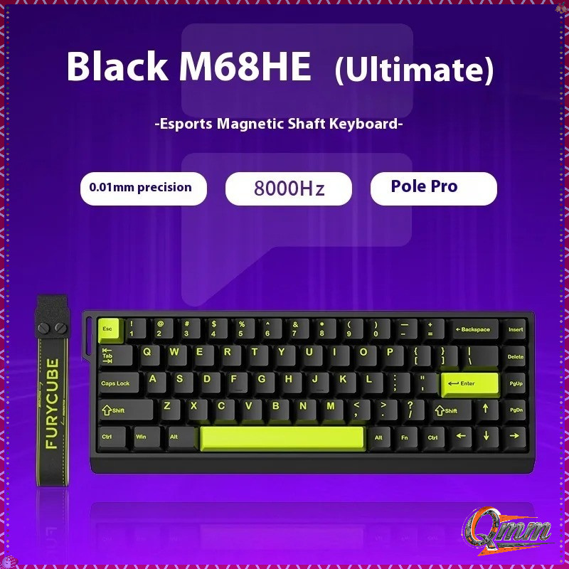 ﻿ FURYCUBE M68HE คีย์บอร์ดแบบมีสายสําหรับเล่นเกมแกนแม่เหล็ก Latency ต่ําปรับแต่ง FPS คอนโทรลเลอร์อิเ