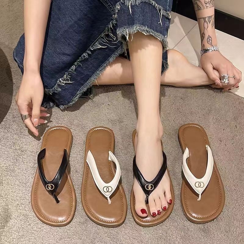 Hot Sale#Export Wear-resistant Non-slip Slippers2025New Year's Fairy Style Beach Flat Flip-Flops7cc