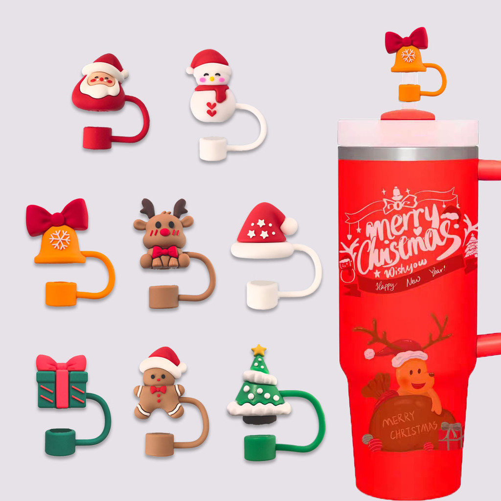 Stanley แก้วเก็บความเย็น,กปิดหลอดซิลิ,ปาร์ตี้คริสต์มาส,10 มม,อุปกรณ์เสริมขวดน้ำสุดน่ารัก ช่วยป้องกันฝุ่นและน้ำกระเซ็น
