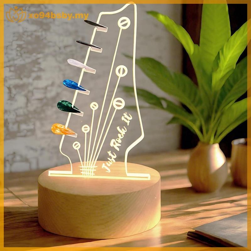 Xo94bsby Guitar Pick Case Holder Light Up Guitar Pick Storage Wooded Acrylic Pick Holder Guitar Pick