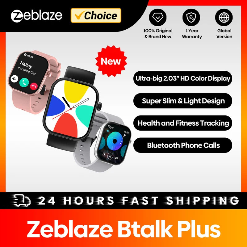 ใหม่ Zeblaze Btalk Plus Voice Call Smartwatch 2.03 จอแสดงผลสี HD สุขภาพและฟิตเนสติดตามสมาร์ทวอท์ชสํา