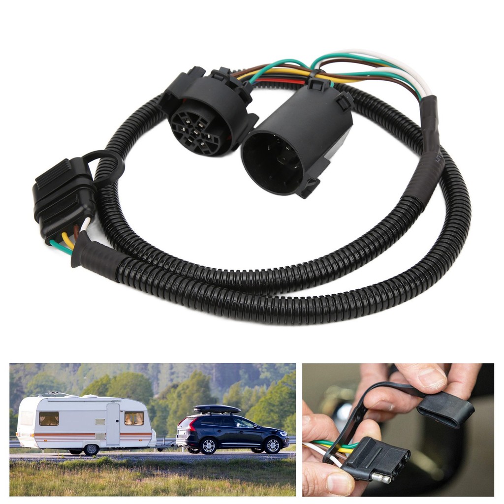 TMA ~ 3.6ft 4Pin Trailer สายไฟขยาย VehicleSide Truck Bed พร้อมขั้วต่อ 7Pin US Type