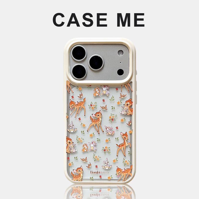 ดอกไม้พรีเมี่ยมกระต่าย Bambi Big Hole โทรศัพท์มือถือ CaseCompatible สําหรับ iPhone 17 16 15 14 Pro Max 13 17Promax อะคริลิคใส Anti-Scratch Protector โทรศัพท์มือถือ Shell