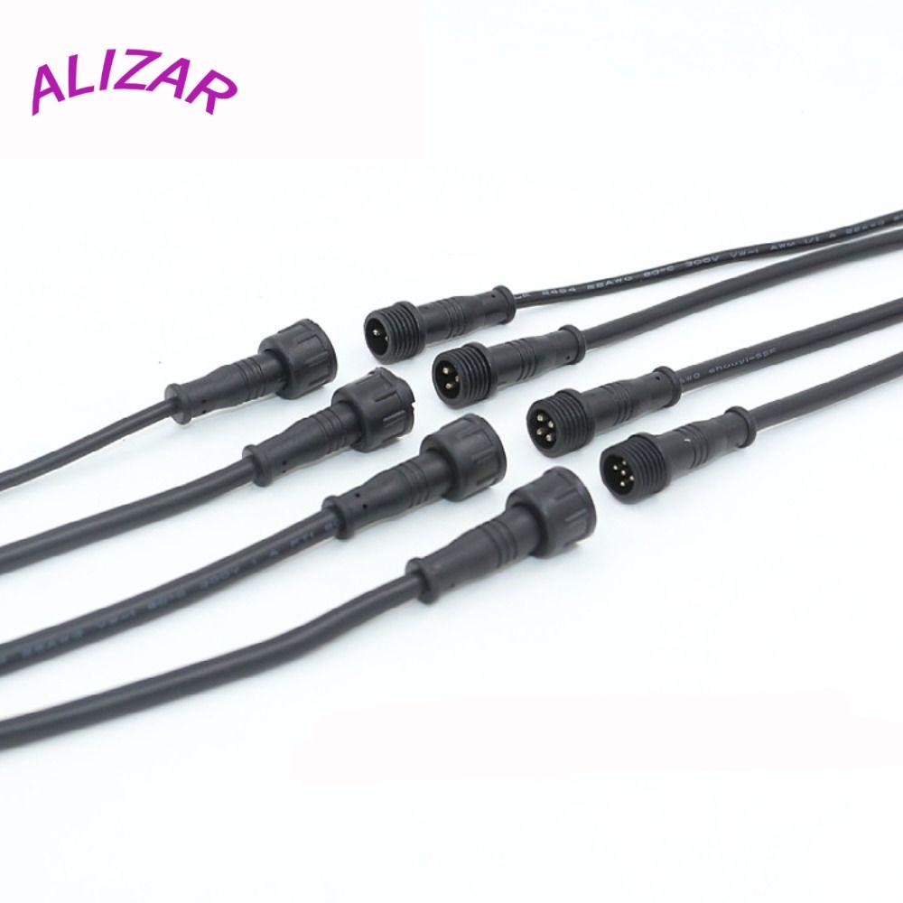 ALIZAR 2Pin 3Pin 4Pin แจ็ค, IP67 20 ซม.ชายหญิง LED Connector, สายสีดํา 2Pin 3Pin 4Pin สายไฟกันน้ํา L