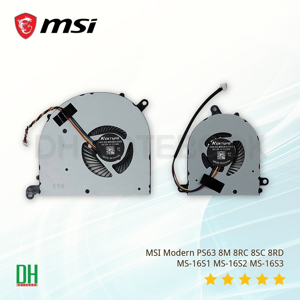 พัดลมระบายความร้อน CPU GPU สำหรับ MSI Modern PS63 8M 8RC 8SC 8RD รหัส MS-16S1 MS-16S2 MS-16S3 อะไหล่