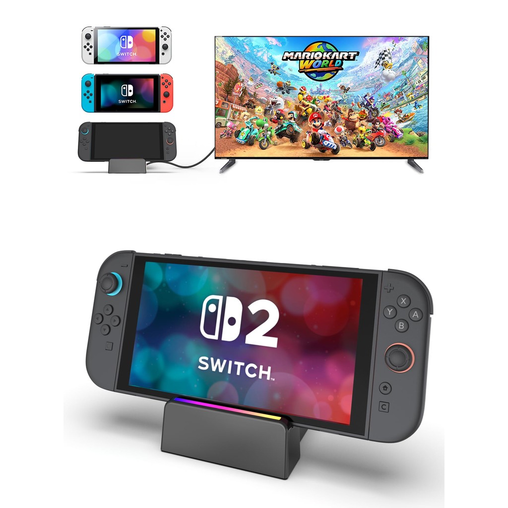 สถานีแท่นวางทีวีแบบพกพาเข้ากันได้กับ Nintendo Switch 2 & 1 & OLED ทั้งหมด, สวิตช์ 2 Docking Station 