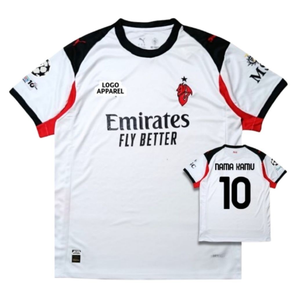 S-XXXXL เสื้อแข่ง AC Milan Away 2025 2026 - Milan 25 26 เสื้อพิมพ์ลายเต็ม
