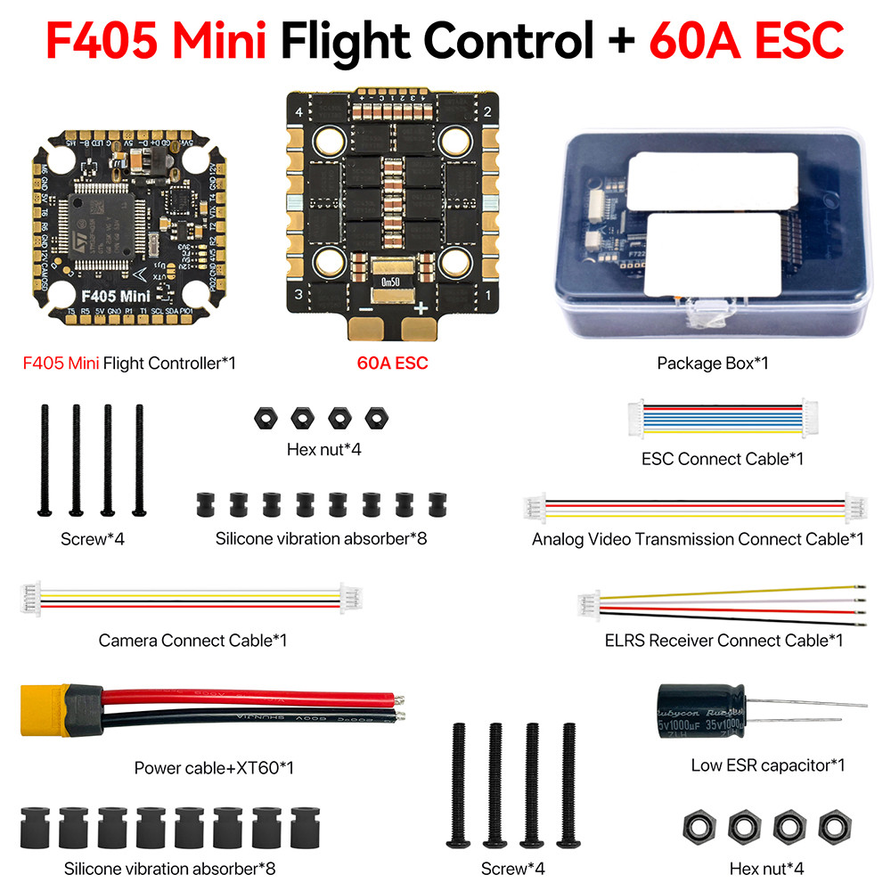 MINI F405 Flight Stack Flight Control 60A ESC 3-8S สําหรับ 7-10" RC Racing Drone