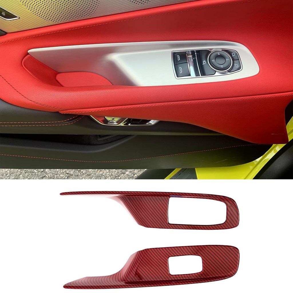 สําหรับ C8 Corvette คาร์บอนไฟเบอร์แผงประตูหน้าต่างสวิทช์ Trim อุปกรณ์เสริมสําหรับ Corvette C8 2020-2