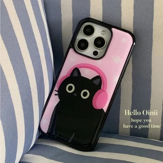 แมวน่ารักสีดําเคสโทรศัพท์ Anti-Fall สําหรับ iPhone 17 Promax 16 Promax 15 Promax 11 12 13 17 14plus 15plus 16e 16plus 15pro 17air
