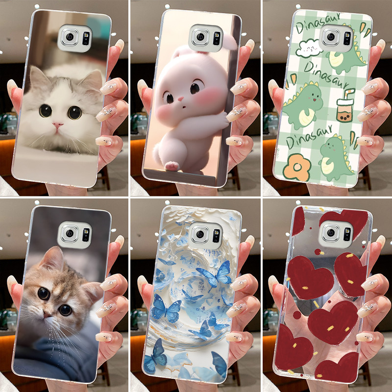 Jelly สําหรับ Samsung Galaxy S6 Edge Plus ซิลิโคนใส Soft TPU ฝาหลังสําหรับ Samsung S6 Edge + กระต่ายน่ารักแมว Dinasaur เคสโทรศัพท์