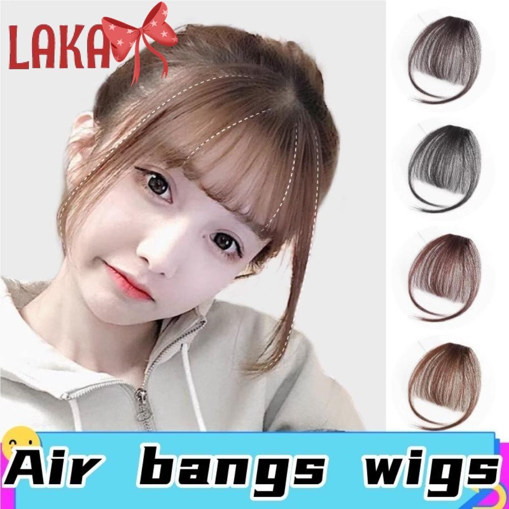 LAKA Mini Fake Bangs,สังเคราะห์สีดําสีน้ําตาล Air Bangs Hairpiece สําหรับเด็กผู้หญิงผู้หญิง Hairpiec
