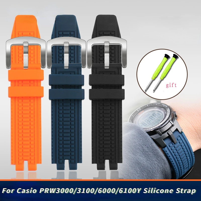 สําหรับ Mountaineering PROTREK PRW-3000 PRW-3100 PRW-6000 PRW-6100Y PRG-300 330 ซิลิโคนสายนาฬิกาผู้ช