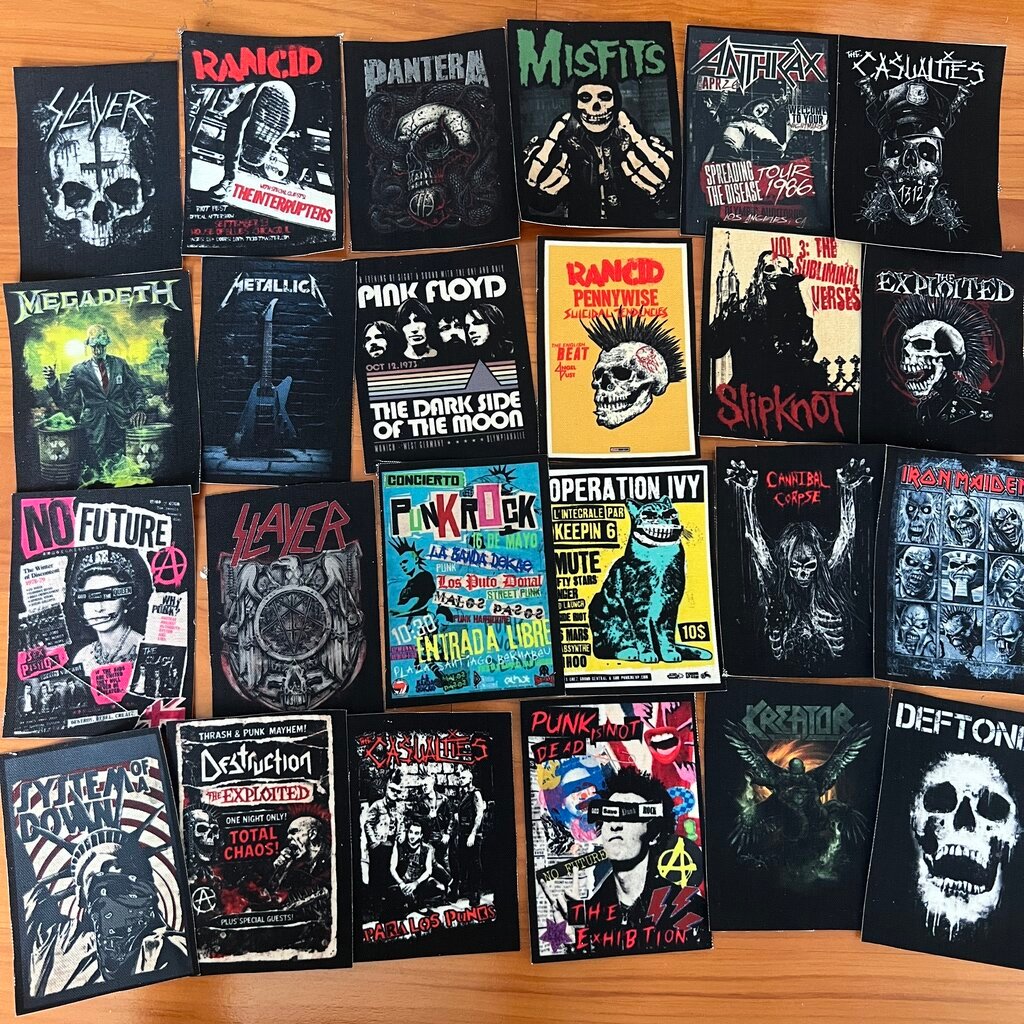ตัวรีดติดเสื้อ วงดนตรี ร็อค วินเทจ พังค์ ผ้าแคนวาสพิมพ์ลาย ตกแต่งเสื้อผ้า Canvas Iron on Patch