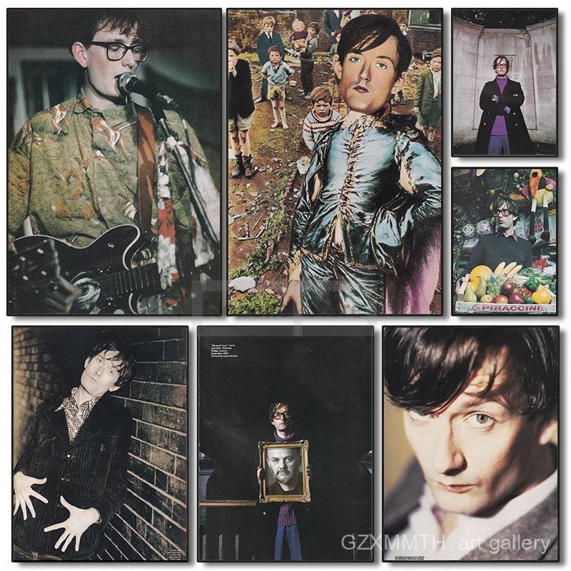 K9MT British Rock Band P-Pulp Lead นักร้อง J-Jarvis Cocker Vintage Mini โปสเตอร์นิตยสาร Clipping ผ้า