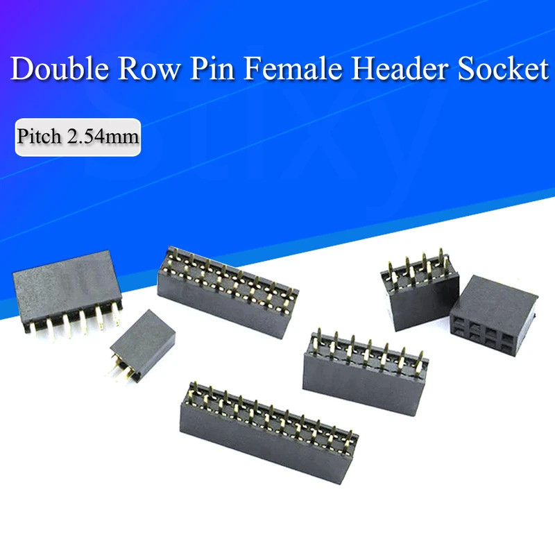 10PCS คู่แถว Pin หญิง Header ซ็อกเก็ต Pitch 2.54 มม.2*2 P 3 P 4 P 5 P 6 P 8 P 10 P 12 P 40 P Pin Con