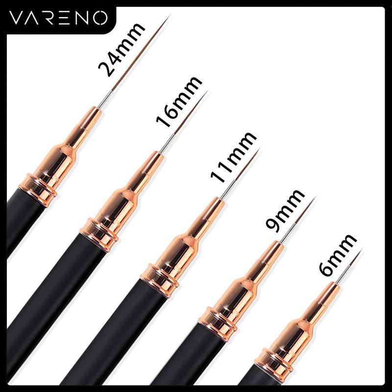 Vareno แปรงทาเล็บสำหรับทำเล็บมืออาชีพ5ชิ้น/เซ็ตสำหรับการออกแบบการทำสีเจลไลเนอร์แปรงทาเล็บ7/9/11/15/20มม.