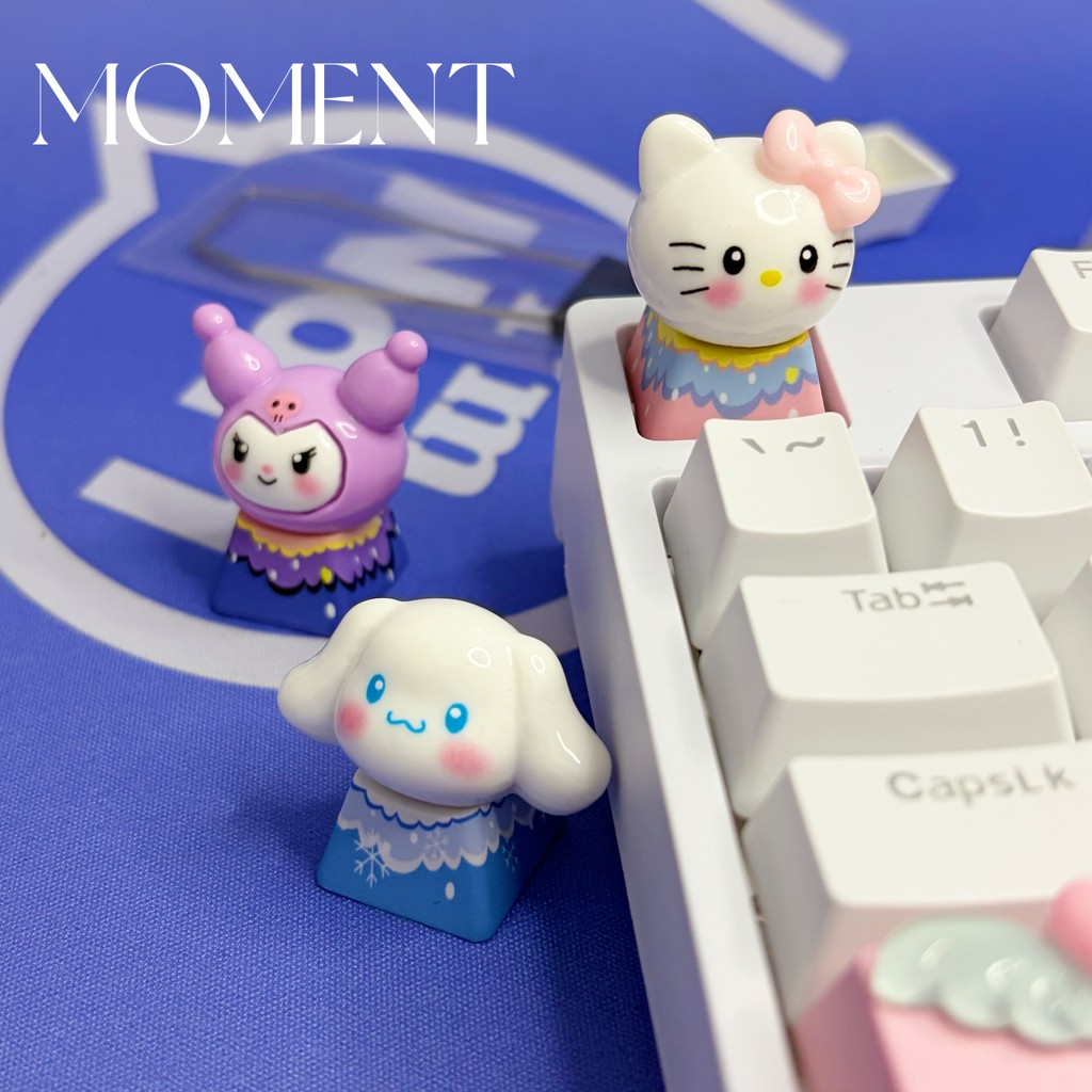keycap คีย์แคปใส คีย์แคป Sanrio Series น่ารักที่ไม่ซ้ํากัน Kuromi Keycap เกมคีย์บอร์ดหมวก Yugui สุนั
