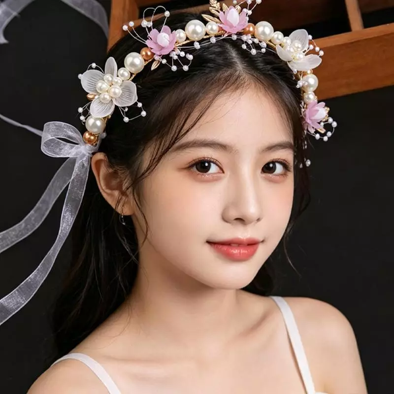 มงกุฎดอกไม้ไข่มุกสไตล์ยุโรป ที่คาดผมแฟชั่นเด็กและผู้ใหญ่ ใส่สบายไม่เจ็บหัว สวยตรงปก 💯
