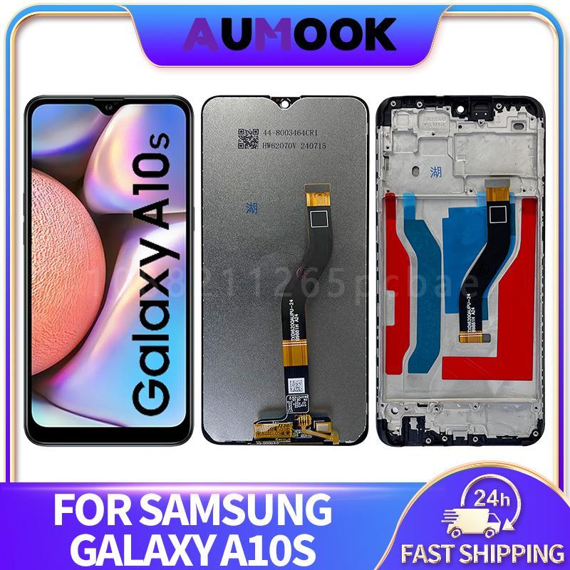 SAMSUNG 6.2 "PLS LCDสําหรับSamsung Galaxy A10S A107 จอแสดงผลLCD Touch Screen Digitizer Assemblyแผงกร