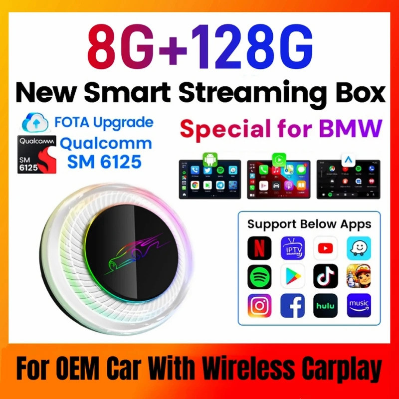 Android 13 ANYFAR Android Auto Wireless CarPlay AI TV Box QCM6125 8-Core แยกหน้าจอ 8G 128G สําหรับ N