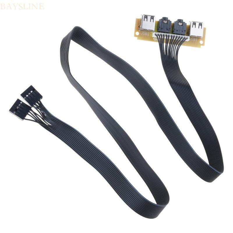 BAYSLI 2 USB PC คอมพิวเตอร์สําหรับ 6 ซม.แผงด้านหน้าพอร์ต USB Mic สายหูฟังคอมพิวเตอร์สําหรับกรณีด้านห