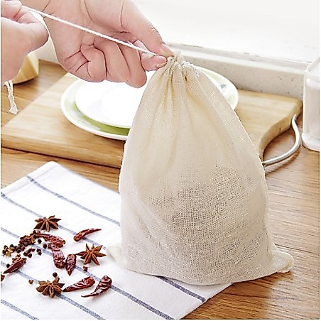 ใหม่ถุงผ้าฝ้ายมัสลิน Drawstring นํากลับมาใช้ใหม่ได้สบู่สมุนไพรชา
