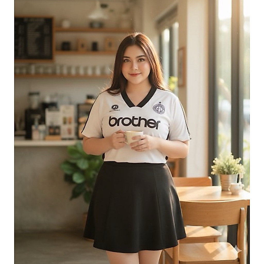 ย.01เสื้อคอวีครอปบอลทรงสปอร์ต ผ้ายูนิโคล่ สาวอวบ XXL ผู้หญิง