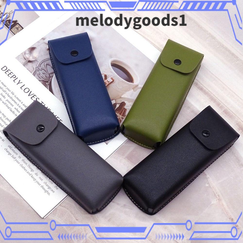MELODYGOODS กล่องตา, กระเป๋าใส่แว่นตาหนัง PU แบบนุ่ม, ปุ่มสแน็ปแว่นกันแดดแบบพกพาอุปกรณ์เสริมกล่องเก็บแว่นตา