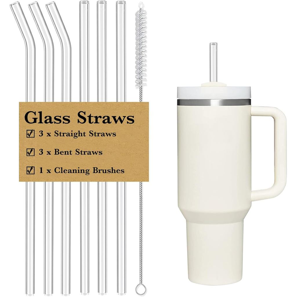 12 "ฟางแก้วสําหรับ Stanley 40 oz ถ้วยแก้ว, เปลี่ยน Stanley ฟางแก้วใส 6 แพ็คพร้อมแปรงทําความสะอาด, ถ้