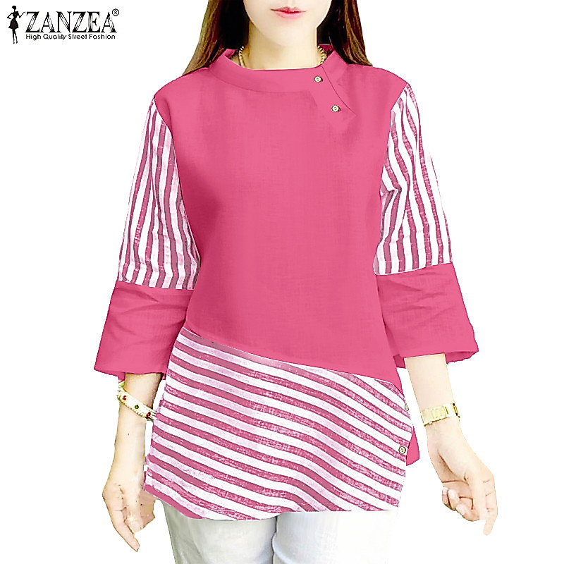 ZANZEA สเวตเตอร์แขน 3/4 สำหรับผู้หญิง สไตล์เกาหลี สวมใส่ง่ายทั้งวันและงานสังสรรค์
