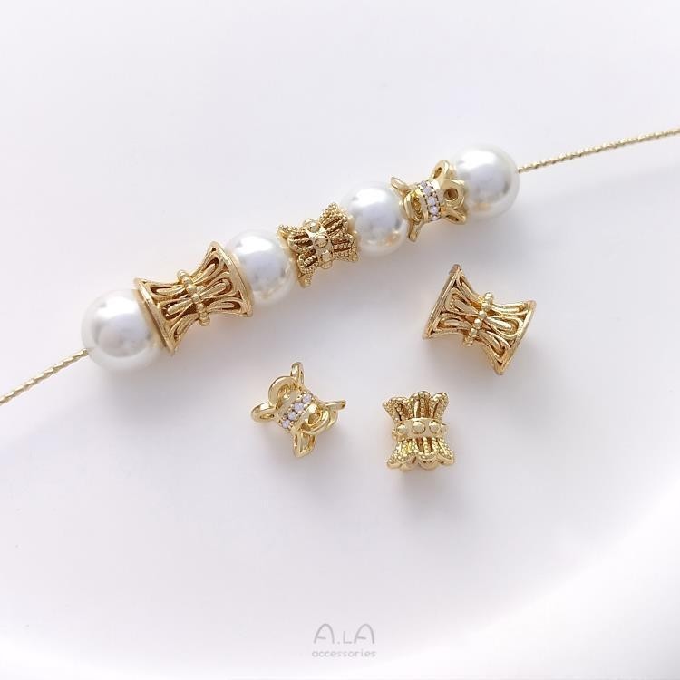 การเก็บรักษาสี 14K Gold-Covered สองด้าน Receptacle ลูกปัดอุปกรณ์เสริม Hand-Beaded diy สร้อยข้อมือสร้