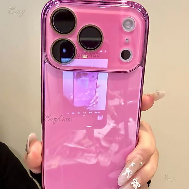 เคสแก้วน้ําแข็งสีแดงกุหลาบขั้นสูงสําหรับ ไอโฟน 17 16 15 14 13 โปรแม็กซ์ กันลื่นและป้องกันการหล่นฝาหลังป้องกัน