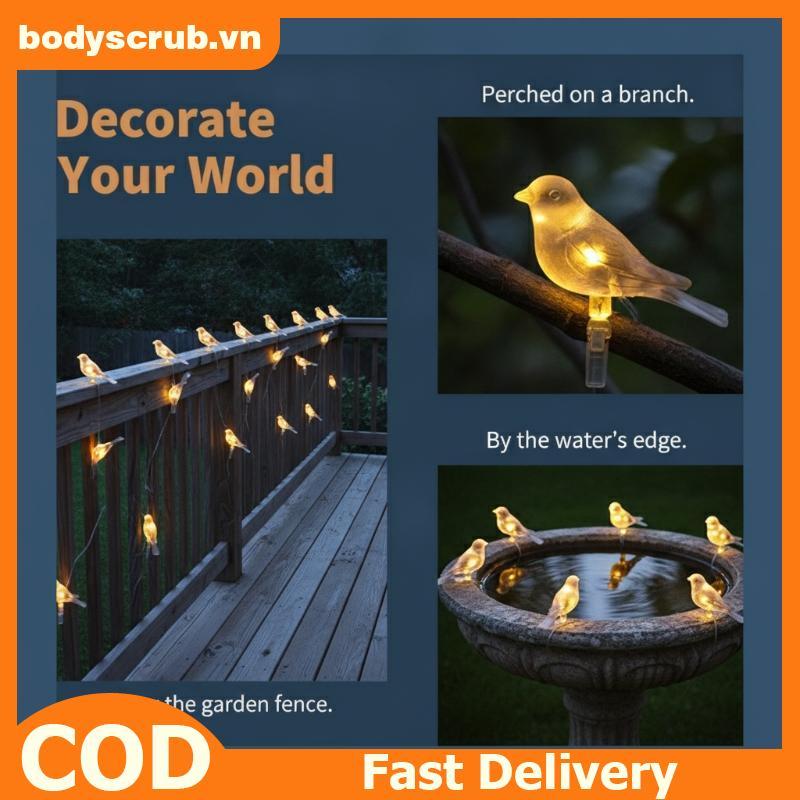 BB พลังงานแสงอาทิตย์ Warm White Bird String ไฟ IP65 กันน้ํากลางแจ้ง LED โคมไฟสําหรับ Courtyard Villa