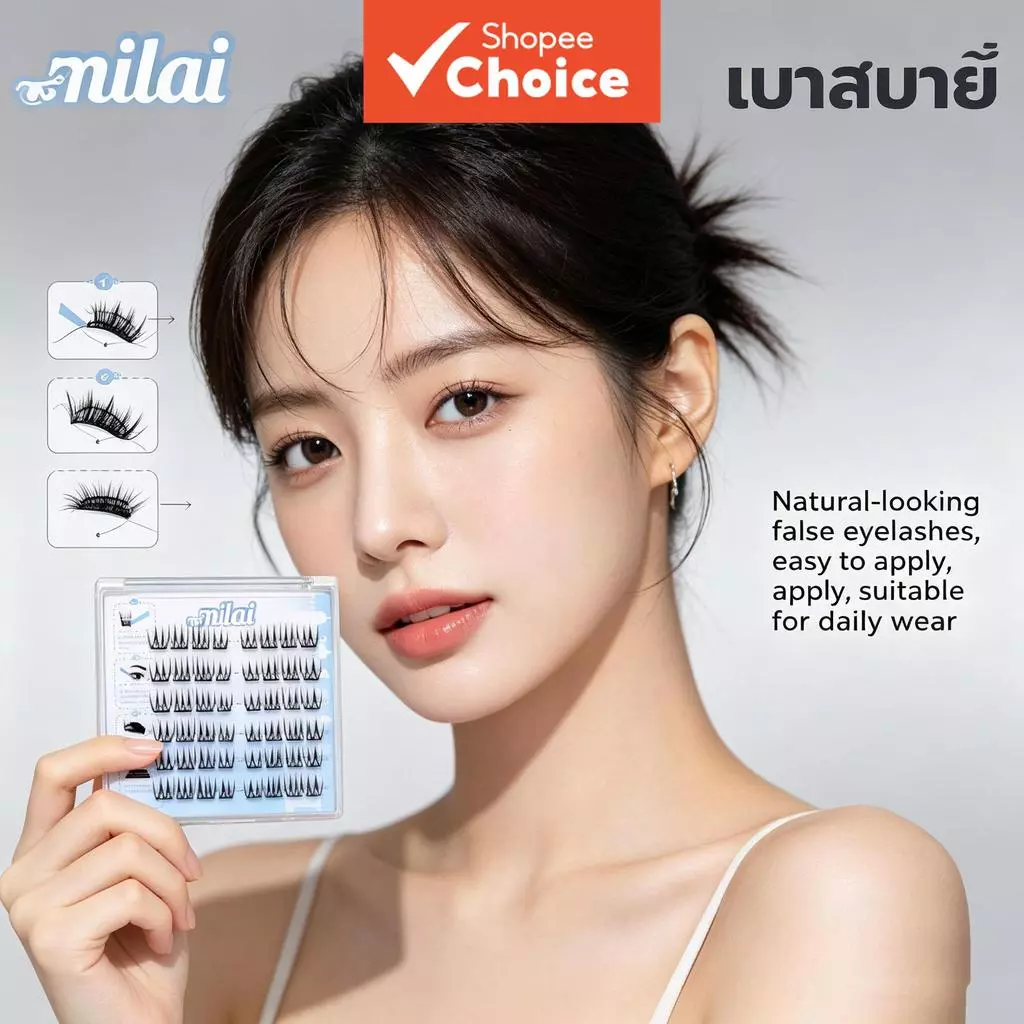 ขนตาปลอมแบบไม่ติดกาว ลายแมวเอลฟ์ ขนตาช่อเดี่ยวหนา