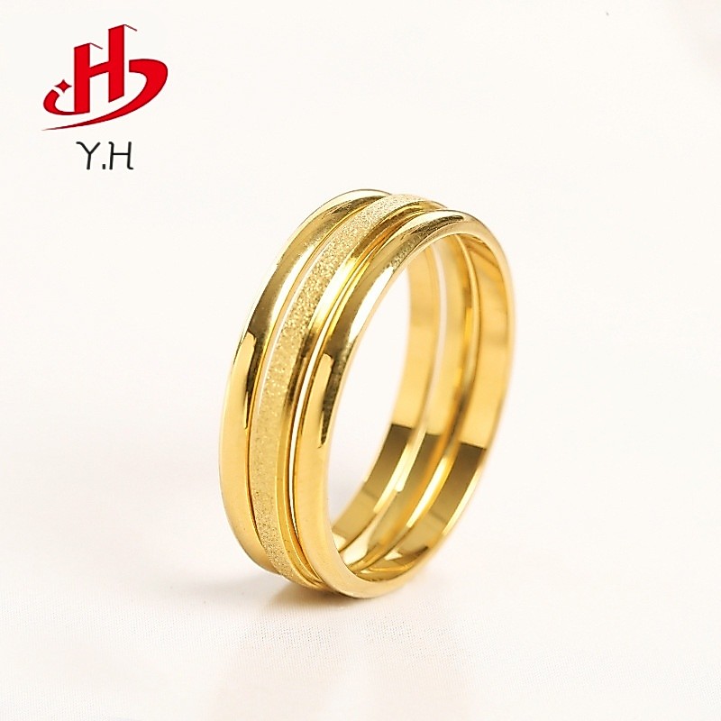 ⭐Y.H⭐ แหวนทอง 3 วง สีทอง 18K แหวนสแตนเลส