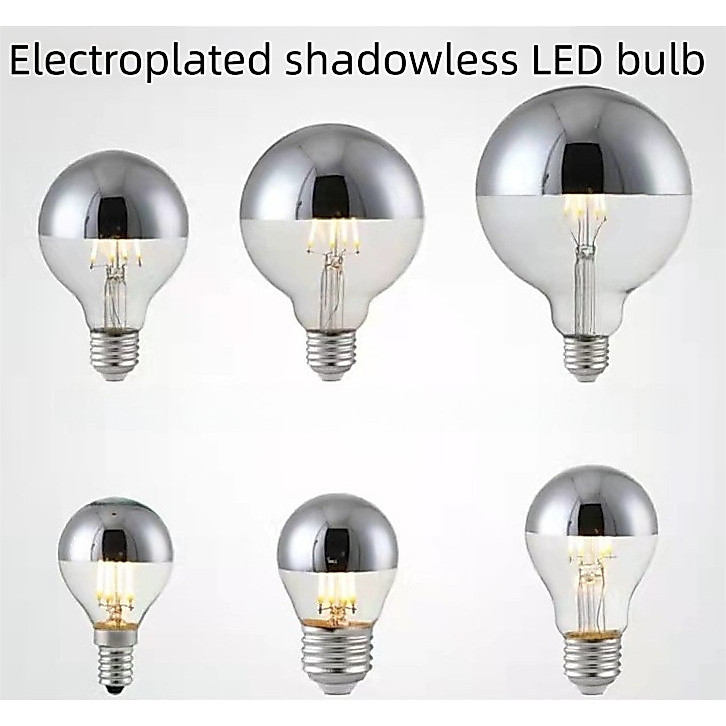 หลอดไฟ LED สีเงินกึ่งเคลือบ หลอดไฟไร้เงา G45 A60 หลอดไฟดราก้อนบอล ฐานเกลียว E27
