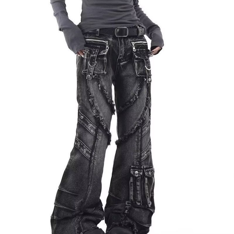 SEACHENIC American Retro Heavy-Duty Stitching Skinny Jeans การออกแบบหลายกระเป๋า — صورة 4