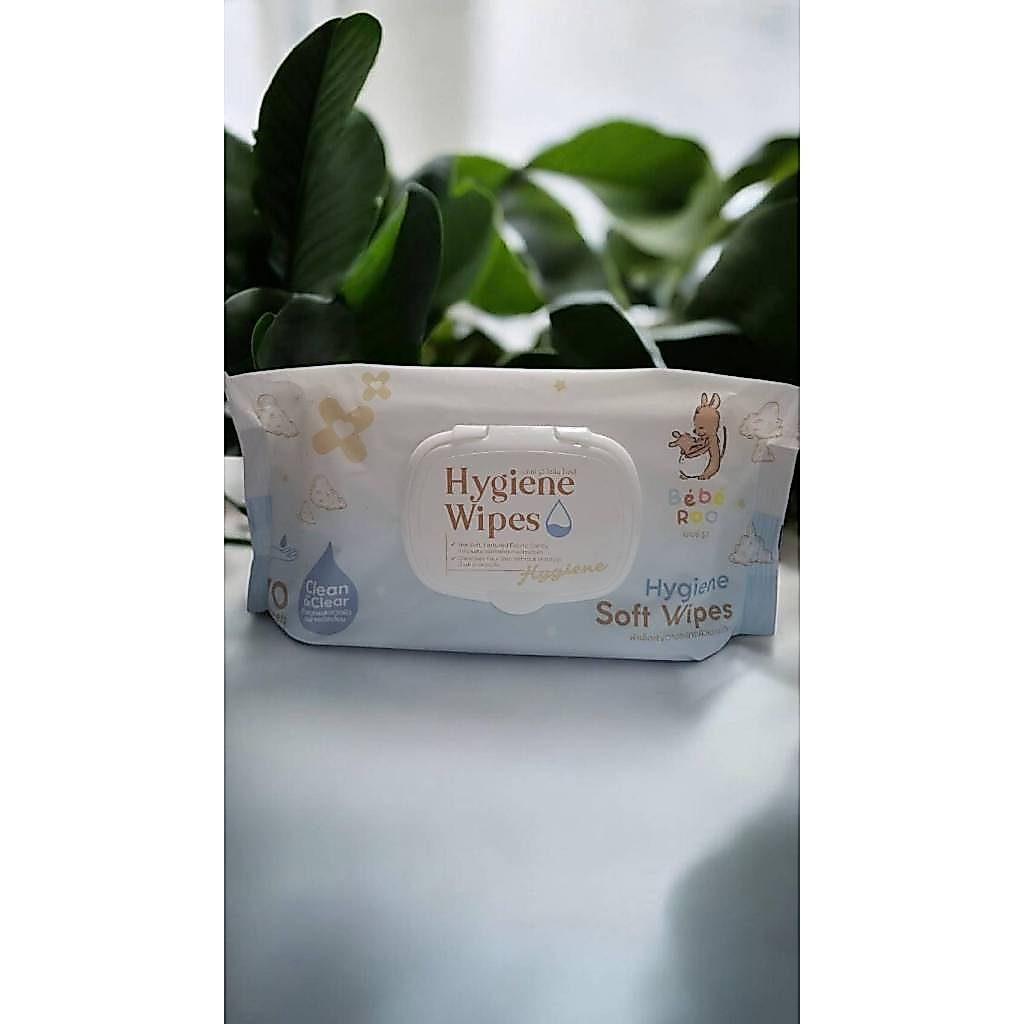 ผ้าเปียกเช็ดทำความสะอาดสูตรแอลกอฮอลล์ (Food Grade) Be'be' Roo Hygiene Wipes จำนวน 70 แผ่น