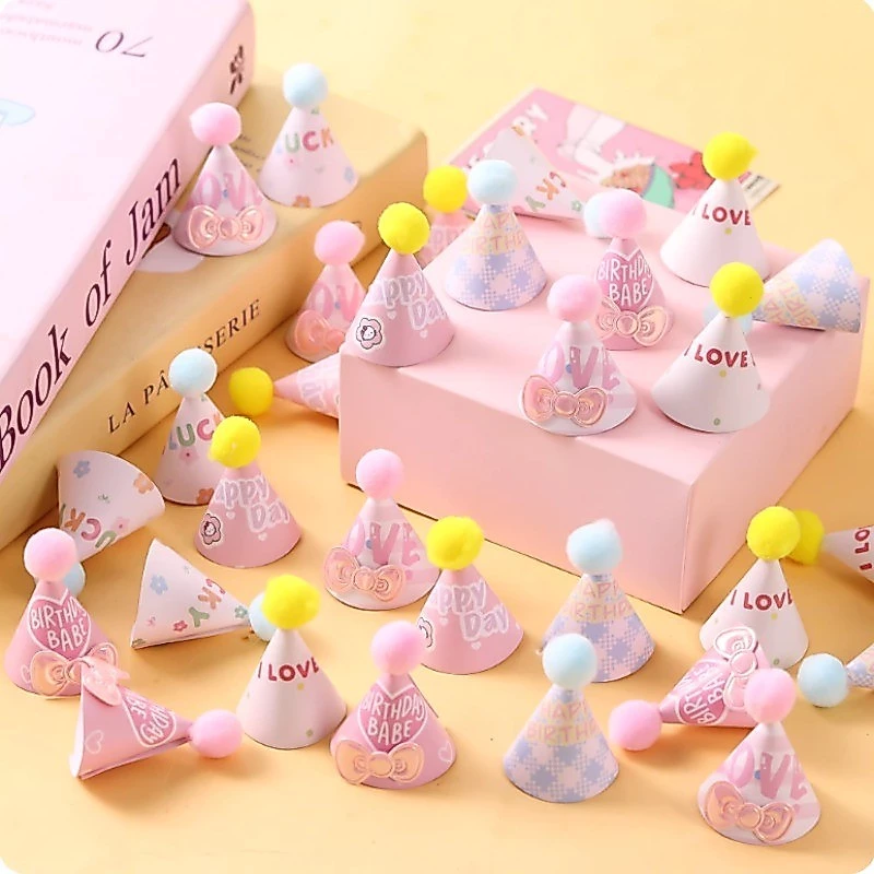 หมวกหวานสีชมพู "น่ารักและสนุกหมวกคมขนาดเล็กตกแต่งเค้กขนมหัวใจสาวแต่งตัว