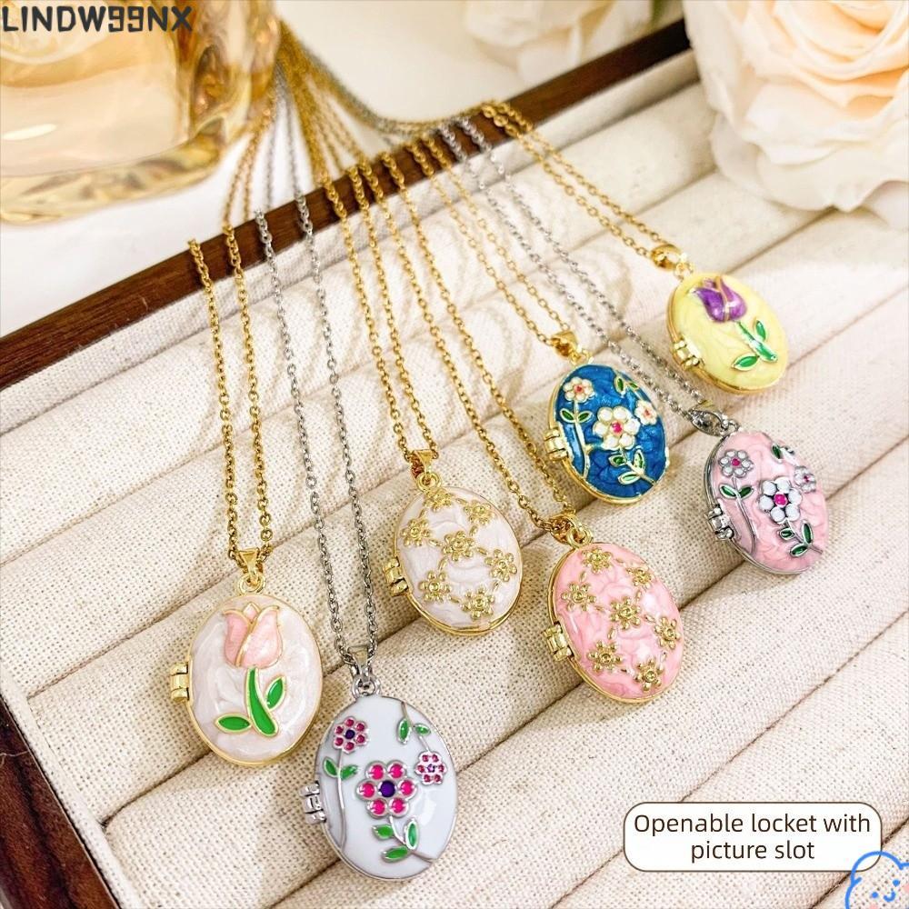 LINDW99NX Photo Locket Pendant Necklace, Non-Fading Openable Frame Openable Photo Locket, Delicate D