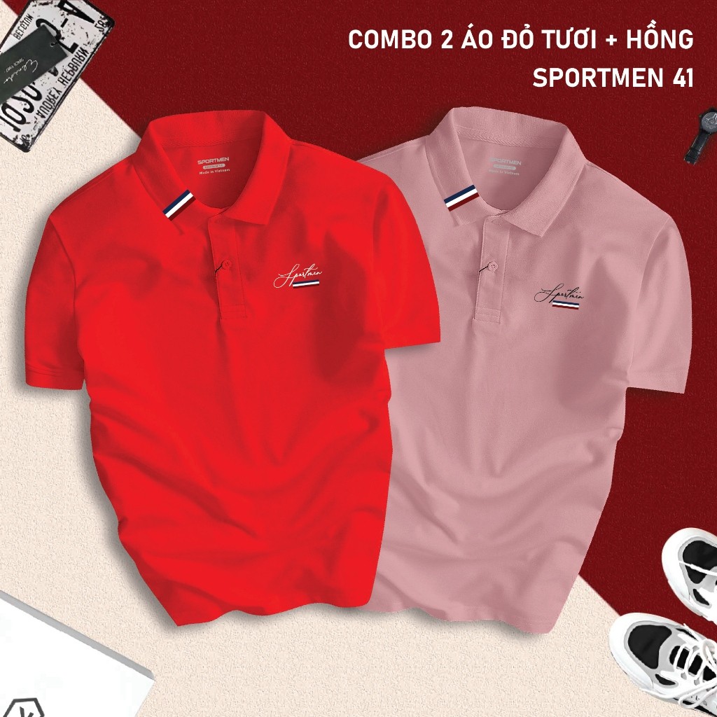 Combo 2 เสื้อโปโล SPORTMEN 41 4-Way ผ้าจระเข้ Regular-fit Unisex Dynamic Cool Menswear พร้อมคอปกแขนส