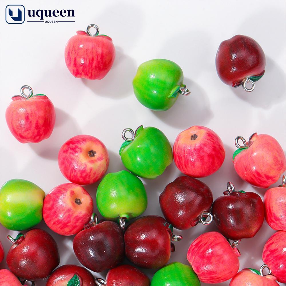 UQUEEN 5 ชิ้นจําลอง 3D ผลไม้เรซิ่นหลวมลูกปัด DIY Handmade สร้อยข้อมือสร้อยคอโทรศัพท์ Charm อุปกรณ์หั