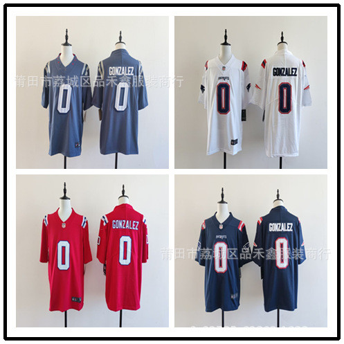 จัดส่งในวันเดียวกัน New England Patriots Rugby Jersey No. 0เสื้อกีฬา Christian Gonzalez