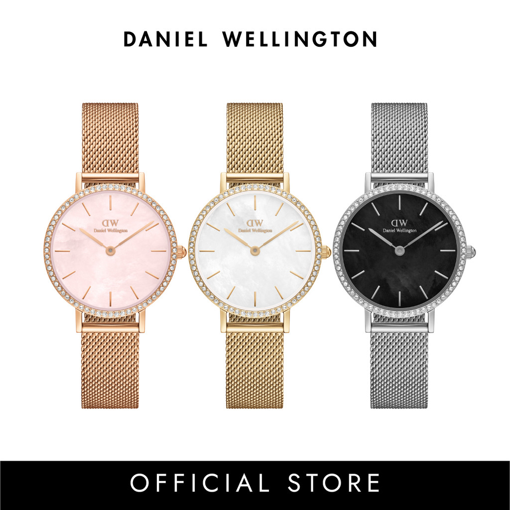 (ทักแชทรับโค้ด) Daniel Wellington นาฬิกา PETITE LUMINE BEZEL STERLING BLACK MOP