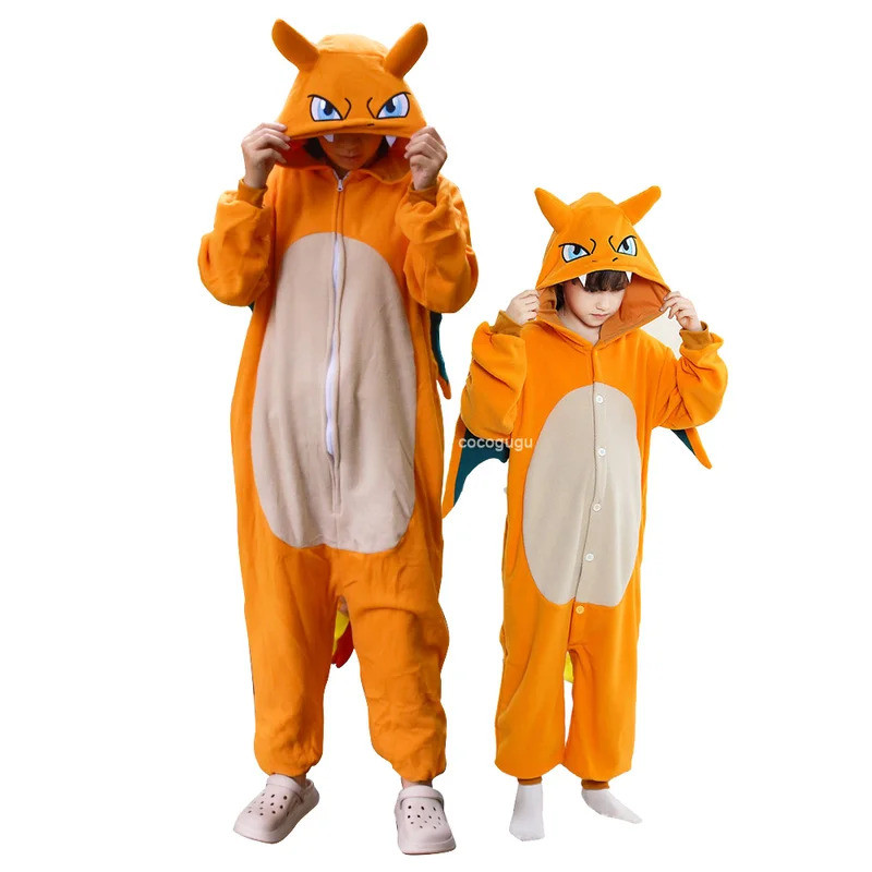 Charizard เครื่องแต่งกาย Pokemon Onesie ผู้ชายผู้หญิงชายหญิงเทศกาลชุดฤดูหนาว Pajama Party Jumpsuit Dragon คอสเพลย์ Kigurumis