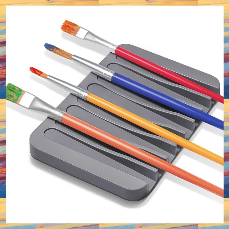 [LM Q N] 8 Slot Paint Brush Holder(2 ชิ้น), รวมซิลิโคนล้างทําความสะอาดได้แปรงทําความสะอาด, Paintbrus