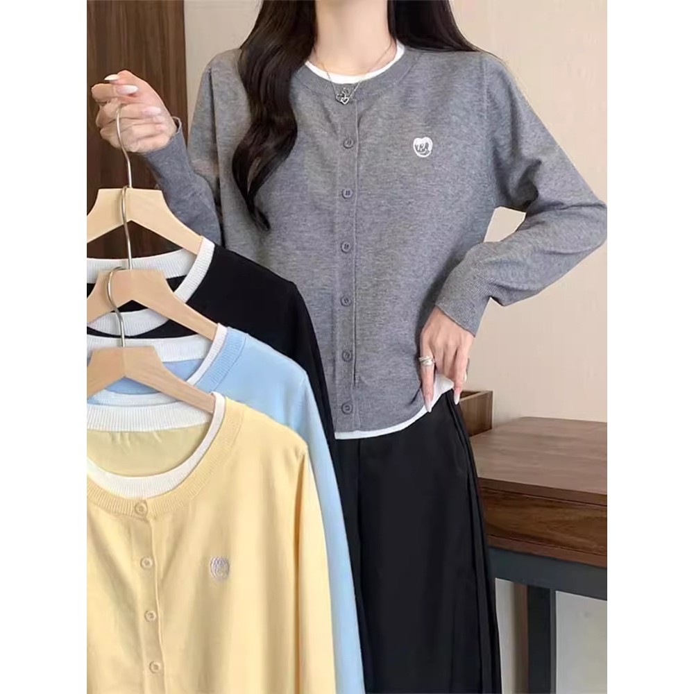 sweater set sculptor sweater คาร์ดิแกนและแจ็คเก็ตสไตล์เกาหลีสำหรับผู้หญิง ฤดูใบไม้ร่วง 2025 แบบใหม่